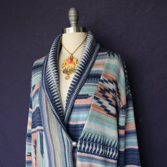 RALPH LAUREN POLO wrap serape blanket Aztec southwestern Cardigan Sweater RRL M - Picture 3 of 10